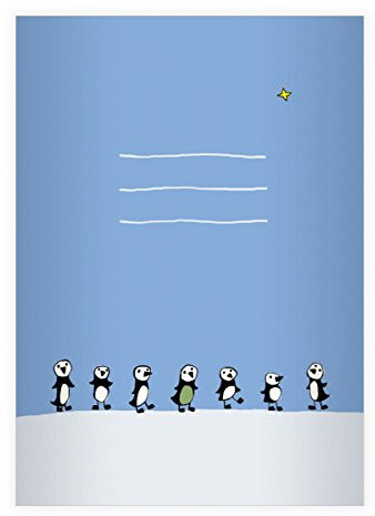 Kartenkaufrausch 8 Niedliche Pinguin DIN A4 Grundschul Hefte mit Sternchen auf blau Kontrastlineatur 1