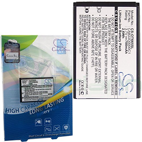 Replacement battery for OT-665, OT-665X, One Touch 665