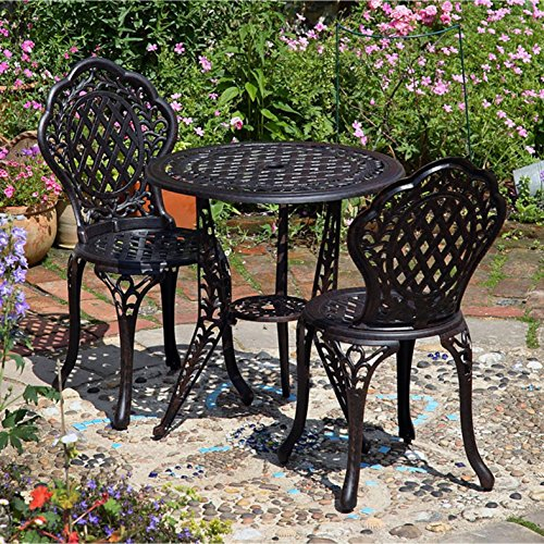 Lazy Susan Ivy 2-Sitzer-Bistro-Set | Aluminiumguss-Gartenmöbel-Set | Wetterfest | Wartungsfrei | 2 x Bistro-Stühle | Antik Bronze