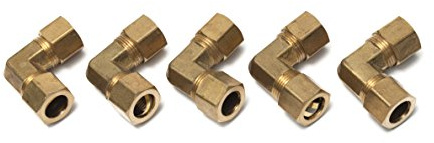 LTWFITTING 1/2-Inch OD 90 Degree Compression Union Elbow,Brass Compression Fitting(Pack of 5)