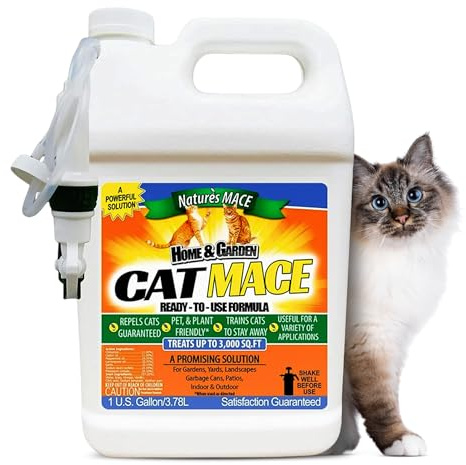 Nature's Mace Cat Mace Cat Repellent, Pets Training Tool, Outdoor & Indoor, Home, Liquid Spray Deterrent, Landscaped, Marking, Anti-Scratch, Garden & Furniture Protector, Ready-to-Use, 1 Gallon Spray