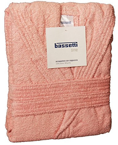 ACCAPPATOIO BASSETTI UOMO DONNA CON CAPPUCCIO TAGLIA S - M - L - XL - XXL SPUGNA DI PURO COTONE 360gr/m² (XL - 54/56, ROSA - 1126)