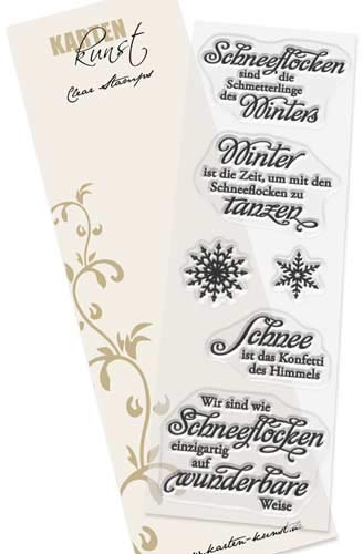 Karten-Kunst Clear-Stamp-Set Stempel-Gummi Weihnachts-Stempel Winter Schnee Weise Worte Schneeflocken