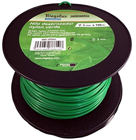 Riegolux 107643 Filo decespugliatore in nylon, rotondo, verde, 3 mm x 100 m