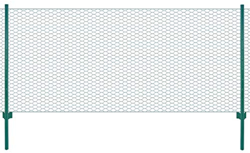 vidaXL Maschendrahtzaun mit Pfosten Komplett Set Maschendraht Zaun Zaunset Gartenzaun Drahtzaun Gehege Kaninchendraht Stahl 25x1m Grün 50mm