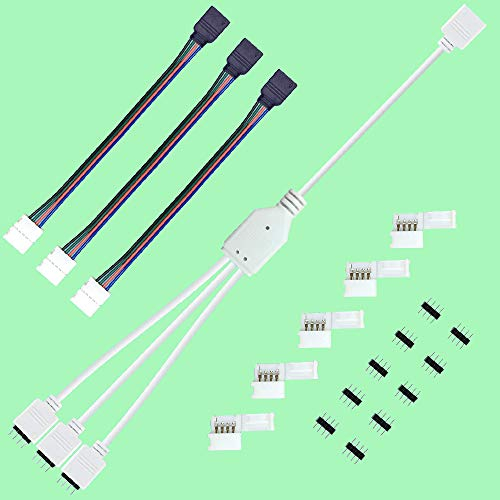 RUNCCI-YUN Lead 4pin Extension Kit, Strip Splitter, 1 To 3 Ports Female Connection Cable, LED RGB Color Changing Strip Connectors