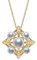 Daesar 750 Gelbgold Kette mit Anhänger Rechteck Kreuz mit Akoya Perlen Halskette Damen mit Diamant Echt