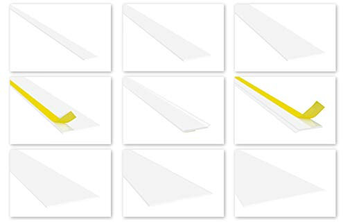 HEXIM Fenster/PVC Flachleisten 3mm Stärke - Kunststoffleisten 20 bis 200mm Breite, wahlweise selbstklebend - 2 Meter HJ 115(60x3mm mit Filmklebeband)