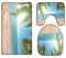 A.Monamour Badezimmer Badematte 3 Teilig Set Tropischer Sandstrand Palme Kokosnussbaum Ozean Wellen Flanell WC Toilette Deckel Deckt Bad Matte Teppich Badteppiche Badvorleger Badgarnitur Vorleger