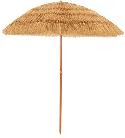 ZAZAP-1 Parapluie en Paille De Raphia 2m, Parasol De Plage Hawaien pour Jardin Balcon Terrasse Cour, Parasol De Jardin Inclinaison 45°, Parasol De Jardin Exterieur Deporte sans Base