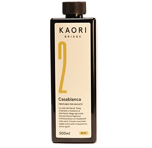 Profumatore Bucato Lavatrice KAORI BRIDGE - Profumo per Bucato di Alta Profumeria a Lunga Durata - Linea Profuma Biancheria con Essenza Bucato Super Concentrata (02-Casablanca, 500 ml)