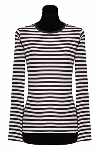 Thetru Damen Ringel Shirt Langarm schwarz-weiß Karneval Fasching