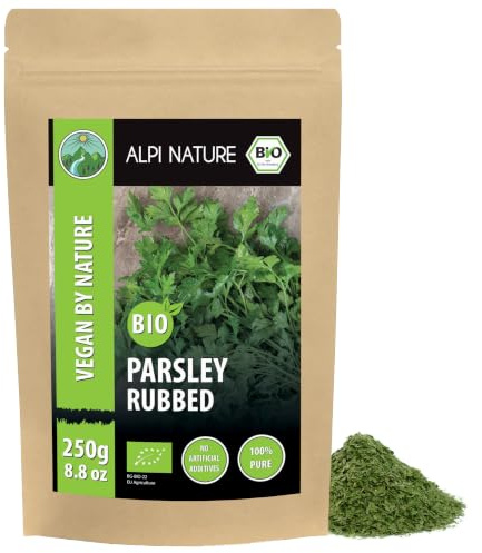 Alpi Nature Torkad Persilja BIO 250g, Torkade och Smulade Persiljeblad, Ekologisk Persiljekrydda