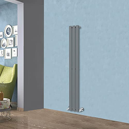 Warmehaus [*New Model*] 1600x200mm Vertical Column Designer Radiator Anthracite Rectangular Single Flat Panel Tall Upright Radiator Central Heating