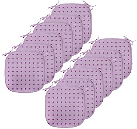 ABAKUHAUS Mauve Polster für Esszimmerstühle, Mode-Tupfen, Dekoratives wasserfestes Kissen mit Riemen für Küchensitze, 40 cm x 40 cm-12er Pack, Plum Flieder
