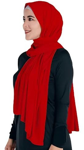 Lina & Lily Maxi Hijab Jersey Premium, Kopftuch Schal Turban für Muslimische Frauen (Rot)