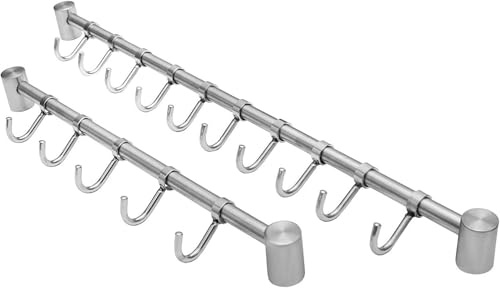 ONPIRA Hakenleiste, Küchenleiste aus Edelstahl von 5-10 Haken zum auswählen (10 Haken)