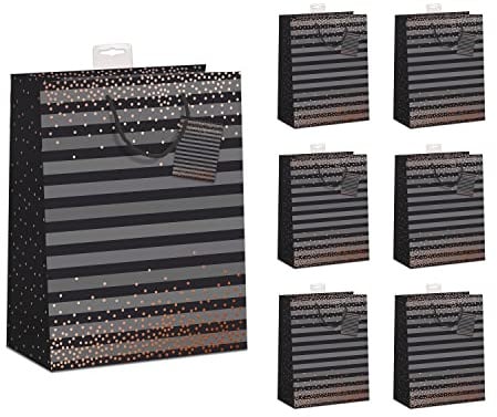 PremiumLine Geschenktaschen 6 Stück edle Geschenktüten Papier Tragetasche DIN A5 Geschenkbeutel mit farbiger Kordel und Namenskarte Skorpion Papeterie Größe: Medium 18x23x10cm