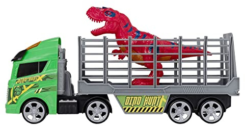 HTI Teamsterz Monster Moverz Dinosaur Transporter | Light & Sound Dino Rescue Truck | Removable Escaping Dinosaur Toy | Kid’s Play Figures And Vehicle Toy Transporter Set | Suitable For Ages 3+