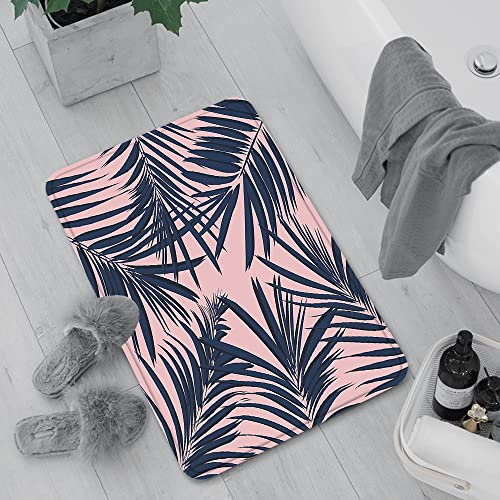 Badematte rutschfest, Badteppich für Badezimmer,Marine und erröten, Sommer exotische Blumen tropische Palme Blatt Bananenpflanze Hawaii,Waschbar Badezimmerteppich für Wohnzimmer Schlafzimmer 60x100 cm