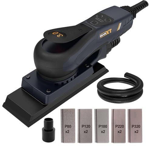 MAXXT Brushless Sheet Sander Electric 3mm Orbital 350W 3A Multi-function 10000RPM Variable Speed Corded Orbital Sanders Machine with 10 Sanding Paper for Woodworking Palm Sander Finishing Sander