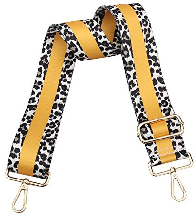 ILUFAM Leopard Wide Shoulder Strap Replacement Handbag Strap Adjustable Crossbody Bag Strap 5cm Wide Long Straps for Handbags Bags (Yellow)