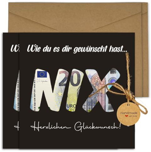 2 Stück Geldgeschenk Verpackung,Nix Geschenk Männer zum Geburtstag,Geldgeschenke Geburtstag,Nichts Geschenk,Geburtstagskarte Mann,Lustige Geldgeschenke Verpackungen als NIX für Frauen und Männer