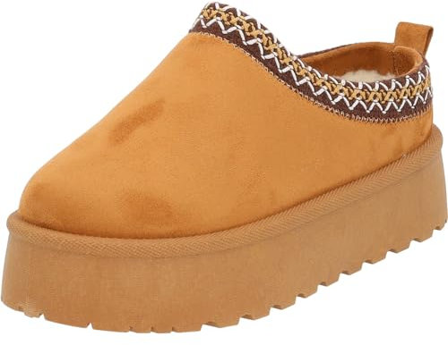 Palado Hausschuhe Damen Asinara – kuschelig warm gefütterte Pantoffeln - bequeme Schlupfschuhe für Zuhause Basic Tan UK6 - EU39