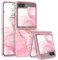 YINLAI for Samsung Galaxy Z Flip 5 Case Marble Pattern Full Body Rugged Drop Shockproof Protection Girly Women Case for Samsung Galaxy Z Flip 5 6.7 Inch, Rose Gold Pink/Clear