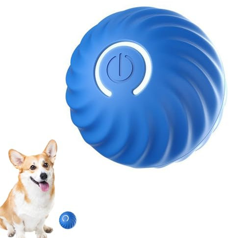 QuaHom Interactive Dog Ball Toys, USB Smart Self Moving Dog Ball with 2 Modes, Durable and Wear-Resistant Rolling Ball for Pets Chasing and Training, Ball Dog Toy for Puppy/Small/Medium Dogs (Blue)