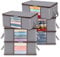 Lifewit 6 Pack Clothes Storage Bag Foldable Storage Boxes with Lids Underbed Wardrobe Storage Organiser with Sturdy Fabric Clear Window for Clothing Bedding Sweaters T-shirts Blankets, 35L, Light Gray