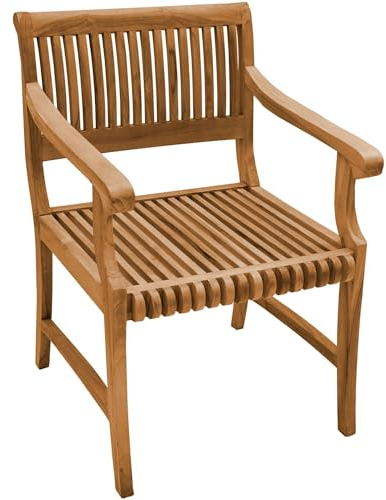 Teako Design Armlehnstuhl Cremona aus Teak, 61 x 59,5 x 111 cm, FLEGT-Lizenziertes Teakholz, Witterungsbeständige Gartenmöbel, Terasse, Robust und Langlebig, naturfarben, Garten