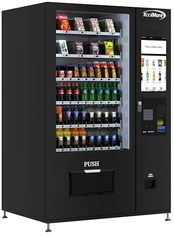 KoolMore Refrigerated Snack Vending Machine with 60 Slots and 22 Inch Touch Screen with CC Reader and Coin/Bill Acceptor in Black (KM-VMRT-50-BCR)