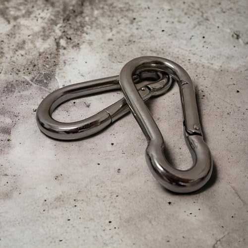 Marwotec® 2X Edelstahl Karabiner 10x100mm Rostfrei - NIRO AISI 316 V4A / Karabinerhaken Groß für Schaukel, Camping oder Slacklines/Feuerwehrkarabiner/Karabiner Set