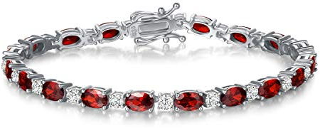 FANCIME Tennisarmband Damen 925 Sterling Silber Granat Tennis Armband Geburtsstein Geschenk Schmuck für Damen Mädchen, Länge 19 cm