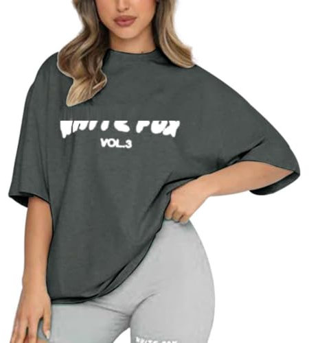 YUEXIRUI Oversized T Shirts for Women Trendy Summer Tops Short Sleeve Crewneck T Shirts Plus Size 2024 Trendy Tunic Top Loose Casual Tee Shirt Blouses (Without Shorts)