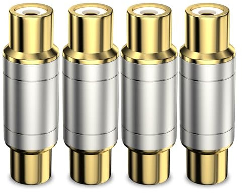 VANAUX 4PCS Gold Plated RCA Female to Female Coupler,Barrel Connectors Adapters Extend Subwoofer RCA Cables for HDTV,Speakers, Amplifiers, Car Audio
