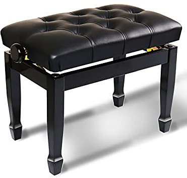 QXGJTLI Moderne höhenverstellbare Klavierbank aus Leder, Solo-Klavierhocker, Keyboardbank, Schminkhocker, 56 x 36 x 47–57 cm (schwarz)