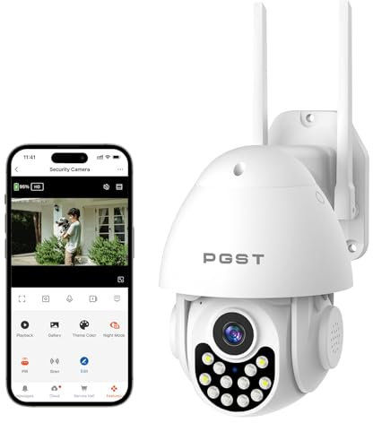 PGST Überwachungskamera Aussen Kamera Überwachung Aussen 2,4 Ghz WLAN IP Kamera Outdoor Außenkamera Kabel 360°PTZ Videoüberwachung Aussen Camera Dome Homekit mit Automatischer Verfolgung