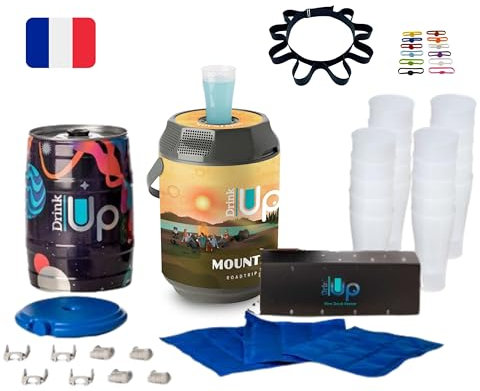 DRINK UP MAX - Tireuse Portative pour Toutes Boissons - 10 Verres - Boissons fraîche 20h Sans Électricité - Transportable - Évènement, pique-nique, Apéritif MOUNTAINS