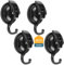 YnewL 4 Pack Schwarz Saugnapf Haken, 6cm Handtuchhalter Ohne Bohren, Klebehaken Extra Stark für Küche, Badezimmer, Wandhaken, Wohnmobil, Büro und Schlafzimmer usw(4 Runde Saugnapf Haken)