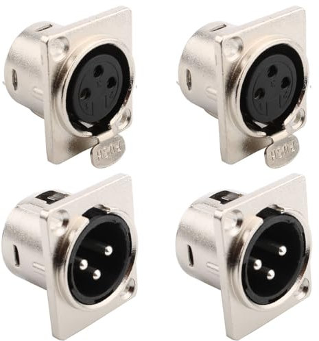 VISSQH 4 x Prise XLR Male femelle,XLR 3 broches Connecteurs Connecteur XLR de Soudure prise audio microphone, XLR montage sur panneau prise de câble micro