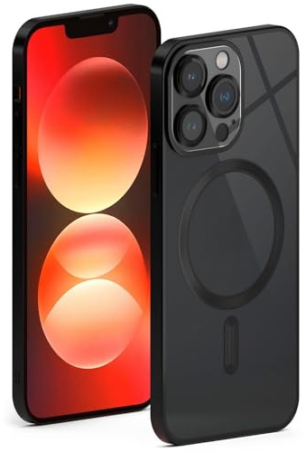 ONEFLOW für iPhone 12 Pro Max Hülle für MagSafe mit Kameraschutz, Schutzhülle induktives Laden Durchsichtig, Handyhülle iPhone 12 Pro Max Case Magnetisch, Schwarz