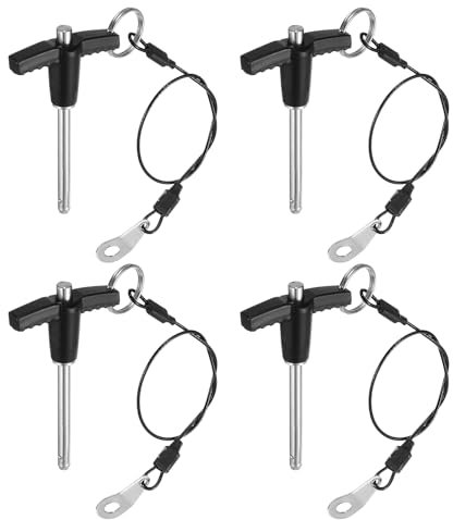 QUARKZMAN 4pz Pin di Blocco a Maniglia a T, 5mm x 40mm Lunghezza di Utilizzo in Acciaio Inossidabile Pin di Rilascio Rapido a Pulsante