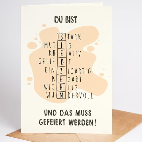Lovely Cards - Rätselkarte - 17. Geburtstag Mädchen Jungen - Geschenke Teenager - Geschenke Mädchen 17 jahre - Birthday Card A6 (17 Jahre)
