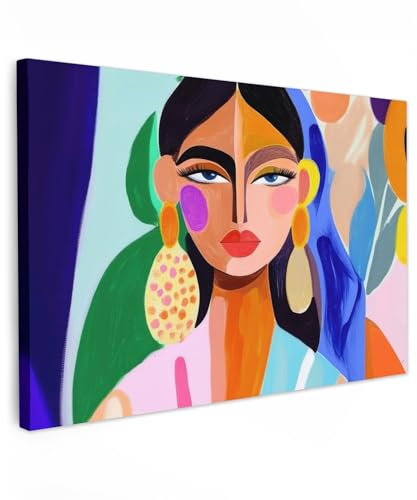 MuchoWow© Impressions sur Toile 120x80 cm Deco Tableau Murale Decoration Salon Peinture Tableaux Chambre Toiles Maison Portrait - Femme - Moderne