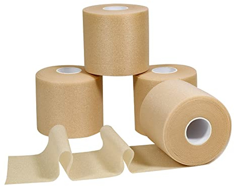 4 Rollen Athletic Tape Foam Underwrap 6cm x 20m Schaum Prewrap Sports Tape | Dünner Weicher Schaumstoffverband für Knöchel Handgelenke Hände Ellbogen Knie Hautverletzungen und Kleberückstände Vermeiden