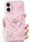 NITITOP Compatible with iPhone 16 Plus Case Cute Clear Glitter Butterfly Design Sparkly Bling Shiny Star Trendy Girls Women Soft Slim Anti-Yellow TPU Shockproof Protective Phone Cover - Pink