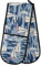 Oven Gloves Double Oven Gloves Boat Blue Nautical Coastal Heat Oven Mitts Pot Holder Heat Resistant Quilted for BBQ Baking Kitchen Cooking Gloves