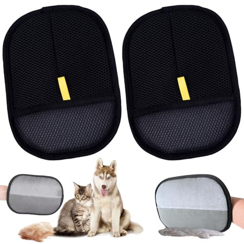 Doppelseitige antistatische Haustier Handschuhe, 2 Pcs Doppelseitige Entwirrungs Handschuhe Haustiere, doppelseitig Haustiere Antistatik Handschuhe, für Hund & Katze Haustier Bürsten Handschuh